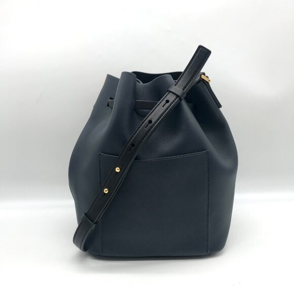 Michael Kors Miranda Adjustable Drawstring Dark Navy Bucket Bag - Picture 2 of 10